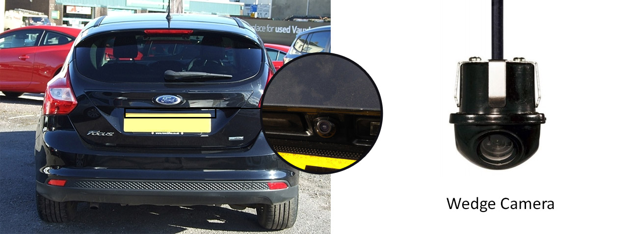 Reversing rear view wedge camera